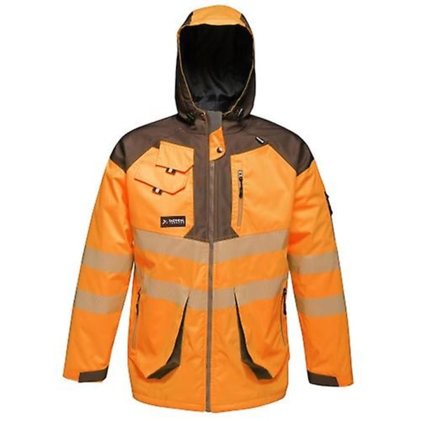 Regatta Herr Hi-Vis vattentät reflekterande parkajacka Orange/Grey S