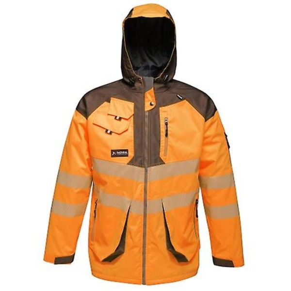 Regatta Miesten Hi-Vis vedenpitävä heijastava Parka-takki Orange/Grey L