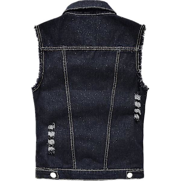 2023 nya män mode ärmlös jacka väst väst jeans Weskit Cowboy väst Tw Black 4XL