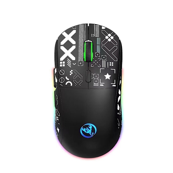 2,4 GHz:n langaton Bluetooth -hiiri Pelihiiri 3-tilan Rgb-taustavalo Langaton Optinen USB pelihiiri 3600dpi ladattava mykistyshiiri Black