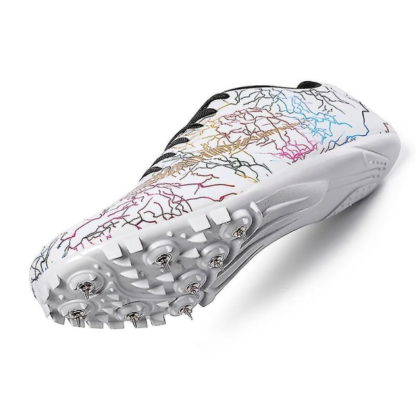 Friidrottsskor för män Spikes Track Race Hoppande Sneakers Professionell löpning Nail Spikes Skor Hj259 White 38