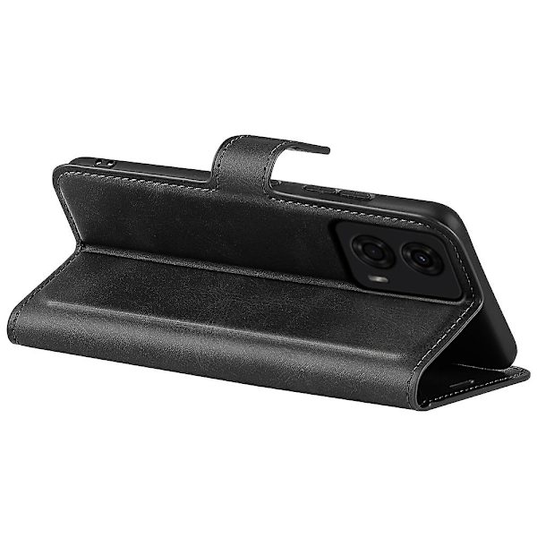 Til Motorola Moto G24 4G magnetisk telefontaske PU Læder Pung Style Cover Black