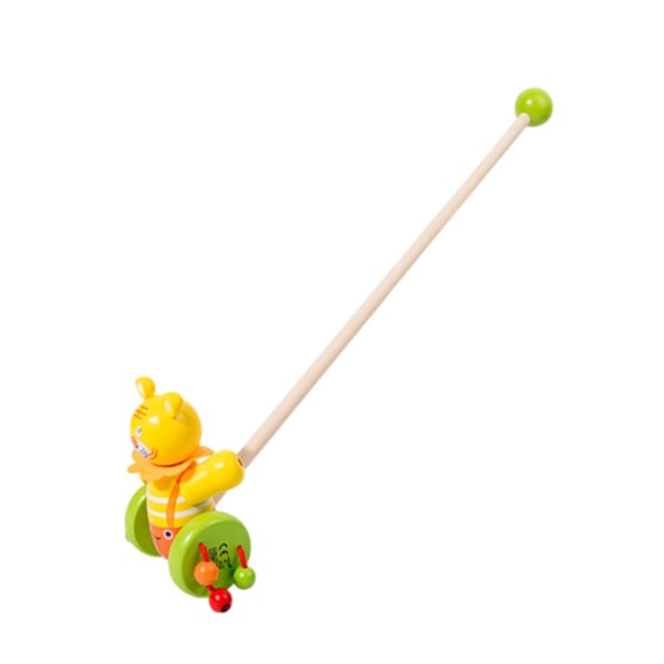 Træ Push Along Walking Legetøj, Småbørn Push Toy, Træ Børn Walking, Walking Småbørns Legetøj til indendørs kravle tiger Multi