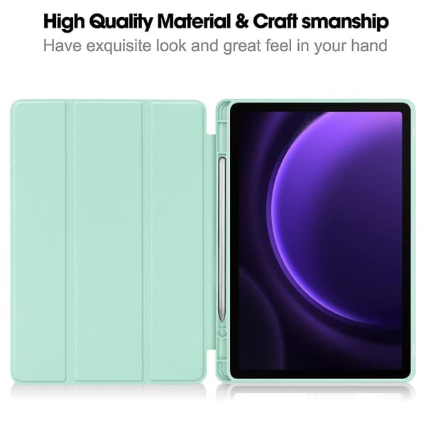 Smart læder tablettaske til Samsung Galaxy Tab S9 Fe Mint Green