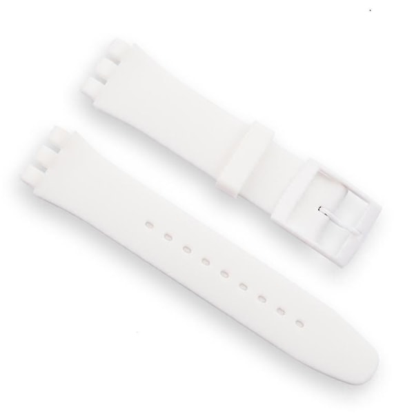 Musta kelloranneke Swatch-hihnalle Solki Swatchille Silikoni watch ranneke 17mm 19mm 20mm kumihihna 16mm watch tarvikkeet-sininen White 16mm