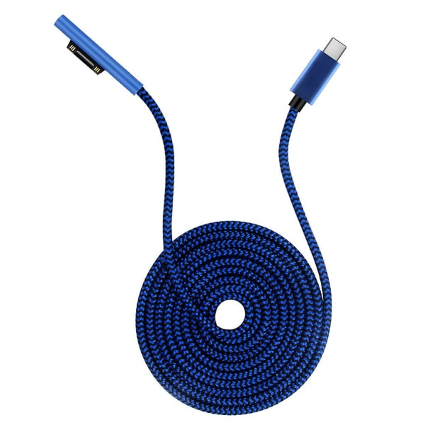 1,8 m USB Typ-c power adapter 15v 3a Pd snabbladdningskabel för Microsoft- Surface Pro 3 4 5 6 7 Blue