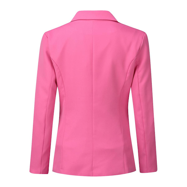 Yynuda 2-delt Slim Fit ensfarvet forretningsdragt til kvinder (blazer+bukser) Dark Pink M