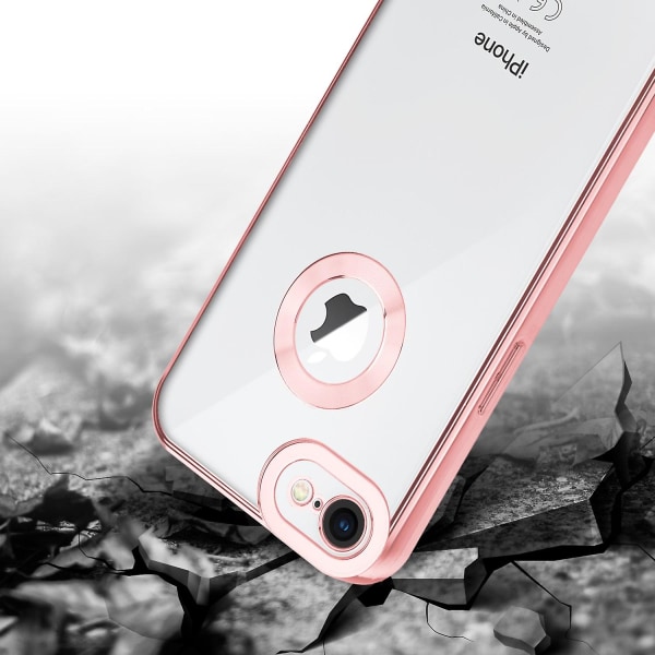 iPhone 7 / 7S / 8 / SE 2020 Hülle Handy Cover TPU- case - Chrome Look med Kameraskydd Transparent - Pink iPhone 7/7S/8/SE 2020
