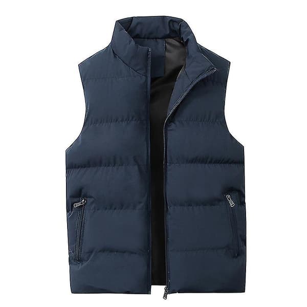 Lätt packbar dunväst för män ärmlös vadderad jacka Navy blue XXL