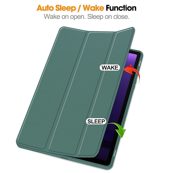 Smart läder case för Samsung Galaxy Tab S9 Fe Dark Green