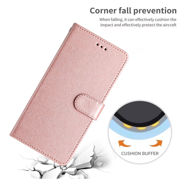 Samsung Galaxy A33 5G PU-nahkaiselle puhelimen cover, silkkitekstiureille case ja käsihihna Pink gold Style A Samsung Galaxy A33 5G