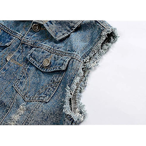 2023 nya män mode ärmlös jacka väst väst jeans Weskit Cowboy väst Tw Blue 4XL