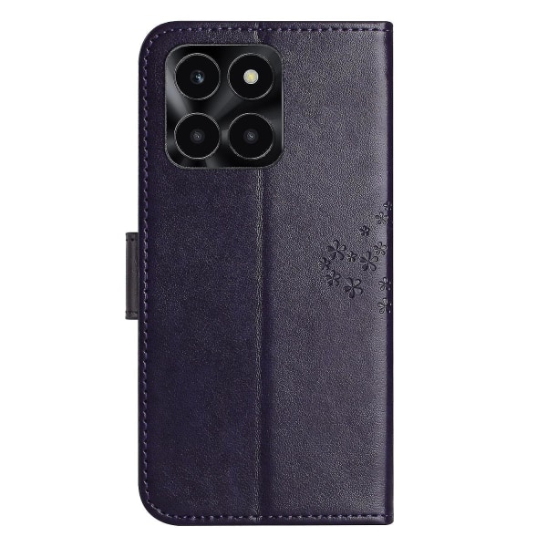 For Honor X6a 4g Owl Tree painettu Pu-nahkainen case Täysin suojattu puhelimen cover Dark Purple