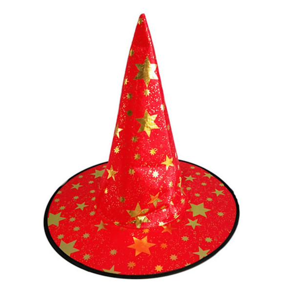 Halloween Cape Fint håndværk Cosplay kostume Dress Up Star Pattern Hat til Halloween julefester 35cm Red