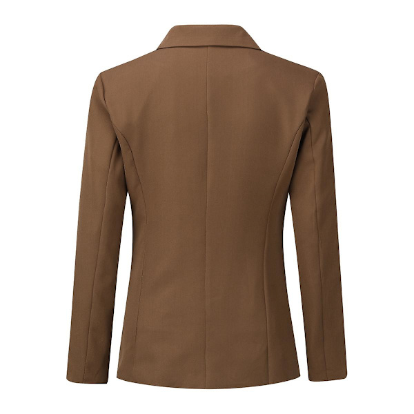 Yynuda 2-delt Slim Fit ensfarvet forretningsdragt til kvinder (blazer+bukser) Brown M