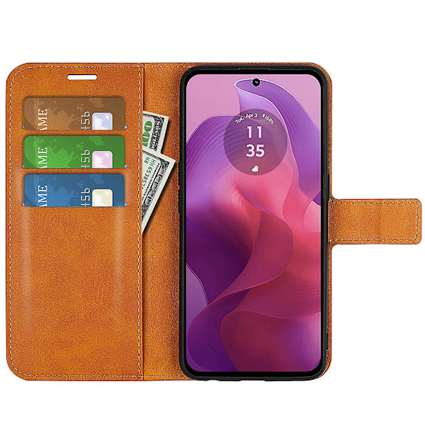 Til Motorola Moto G24 4G magnetisk telefontaske PU Læder Pung Style Cover Yellow
