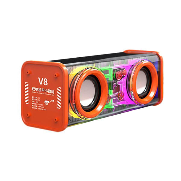 V8 Transparente Bluetooth-højttalere Rgb Light Wireless Outdoor Sports Bluetooth Audio Tws Subwoofer S Orange