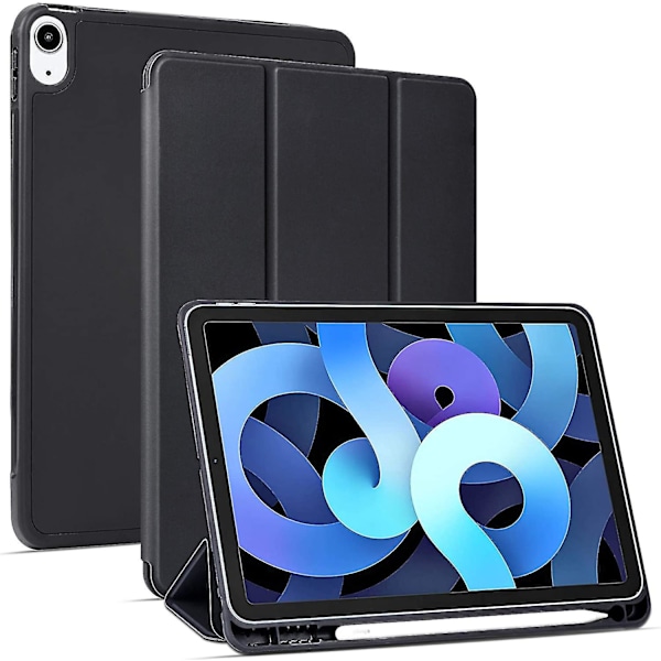 Ipad Air 4 Case 10,9 tum med pennhållare, automatisk väckning/sömn Black