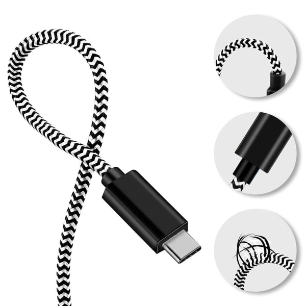 1,8 m USB Typ-c power adapter 15v 3a Pd snabbladdningskabel för Microsoft- Surface Pro 3 4 5 6 7 Black White