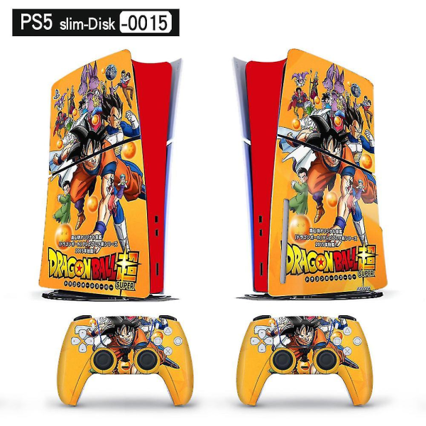Playstation 5 Slim Ps5 Slim Dragon Ball Anime Skin Dekal och Controller Stickers Set, reptålig (disk-0015)