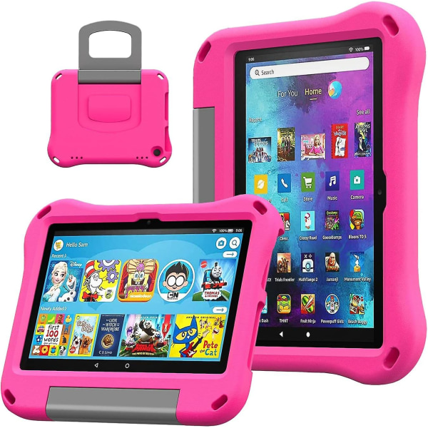 Fire HD 8 Tablet Case för barn, Kindle Fire HD 8 Case, Amazon Fire Tablet 8 Case , DiHines Stötsäkert handtagsställ Case
