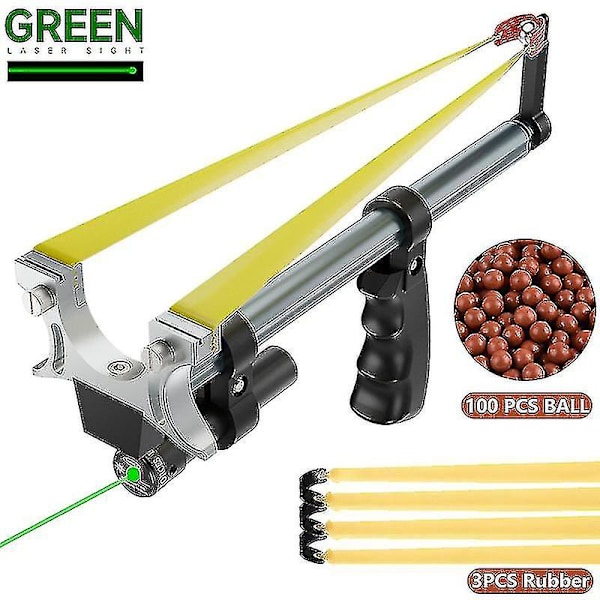 Uusi 2024 tarkkuusteleskooppinen, suuritehoinen power teräksestä valmistettu suora sauva katapultti laser litteä kuminauha ulkona metsästys ja ammunta green laser set2
