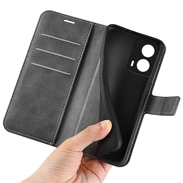 Til Motorola Moto G24 4G magnetisk telefontaske PU Læder Pung Style Cover Grey