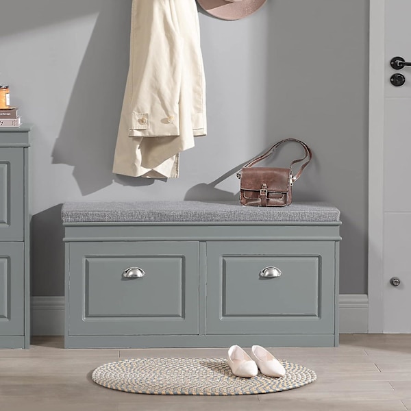 Hall Skobänk Skoställ Skoskåp med flip-låda och sittdyna, FSR64-HG Grey