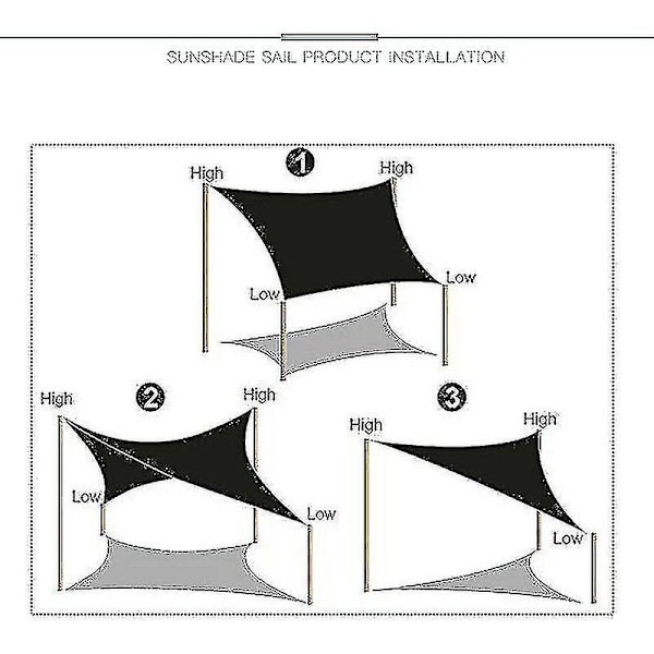 2 X 4 meter vattentät solskyddssegel utomhusmarkiser för trädgårdssegel Pool Partio solskydd Dark Gray