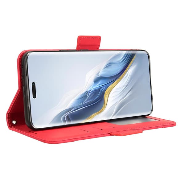 Lædercover til Honor Magic6 Pro 5G Case Stand Multiple Card Slots Case - Brun Red Style B Honor Magic6 Pro 5G