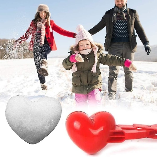 4-pak sneboldtang, vintersneboldmagerlegetøj, sneboldpresse, sneboldtænger hjerteformede snebolde, perfekt udendørslege snelegetøj til børn