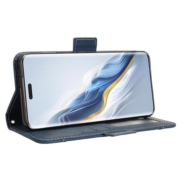 Lædercover til Honor Magic6 Pro 5G Case Stand Multiple Card Slots Case - Brun Blue Style A Honor Magic6 Pro 5G