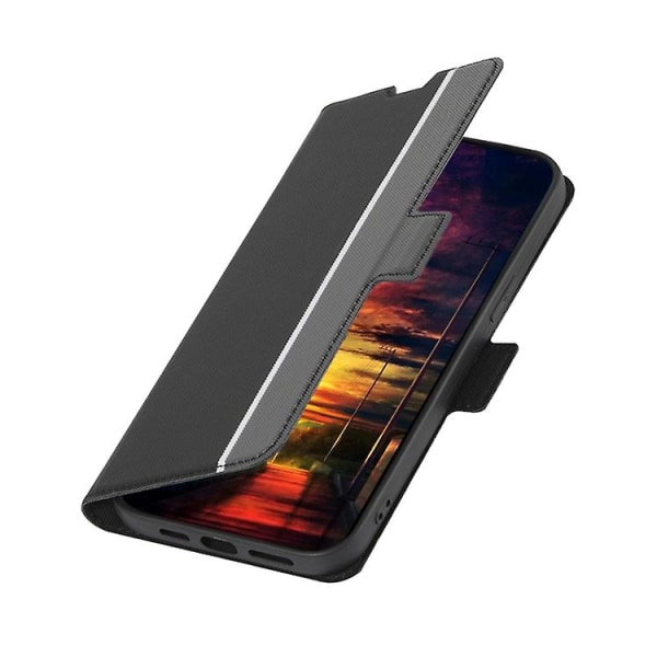 Til Samsung Galaxy A41 Twill Texture Side Button Lædertelefontaske Black