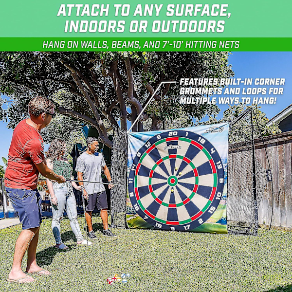 Chip N' Stick golfspil med Chip N' Stick golfbolde - gigantiske mål med chipmåtte - vælg klassisk eller dart180*180 cm