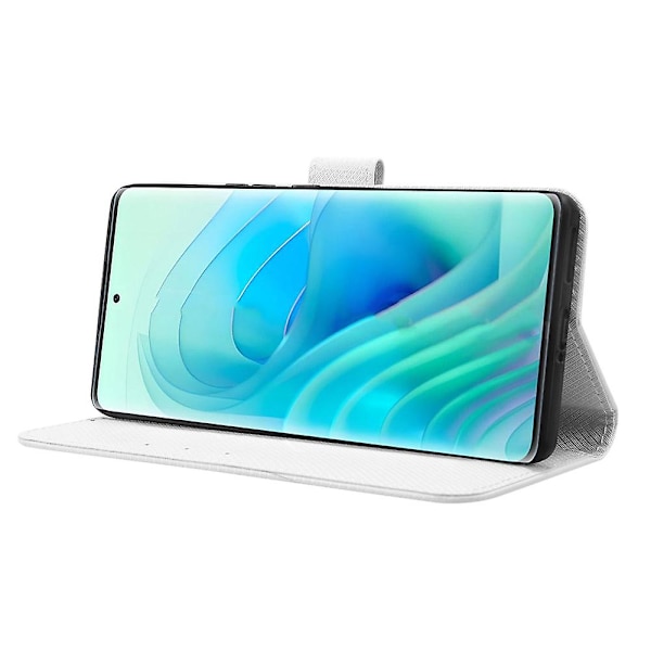Til Itel S23+ S681l Taske Pung Pu Læder Stand Diamond Texture Telefon Cover White