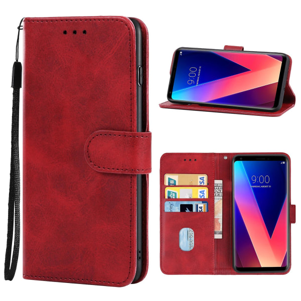 Lædertelefontaske til Lg V30+ Red