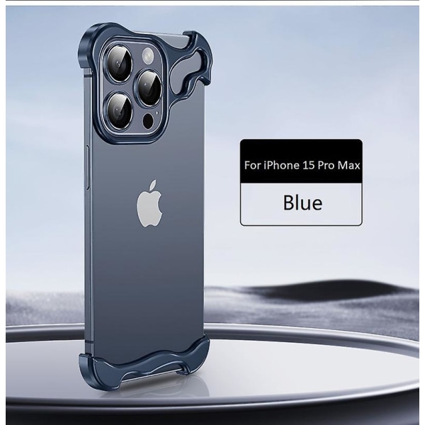 Metalramme-etui til Iphone 15 Pro Max, Creative Military Anti-drop Minimalistisk beskyttelsescover kompatibel med Magsafe Blue For iPhone 15 Pro Max