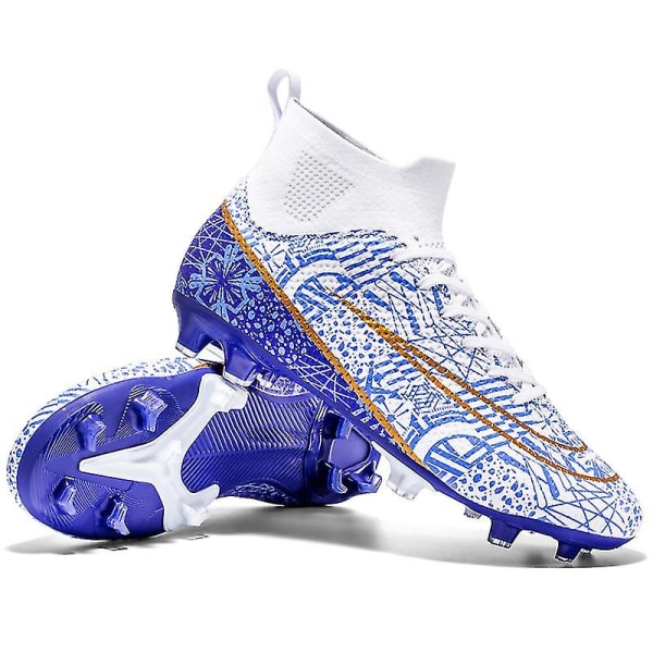 Herre fodboldsko Skridsikre fodboldstøvler Klamper Græs Fodbold Sneakers 3A1126A White 44