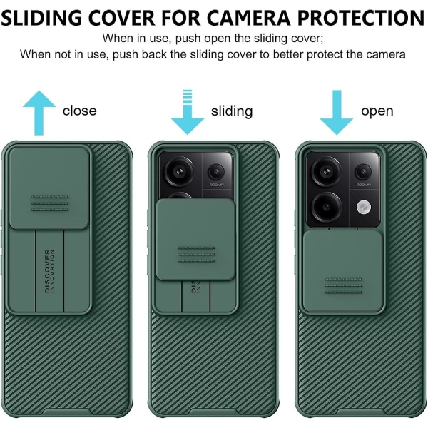 För Xiaomi Redmi Note 13 Pro 5G Case, Dual Layer Heavy Duty Stötsäkert cover med glidkameraskydd, Anti-Scratch Non-Slip Green For Redmi Note 13 Pro