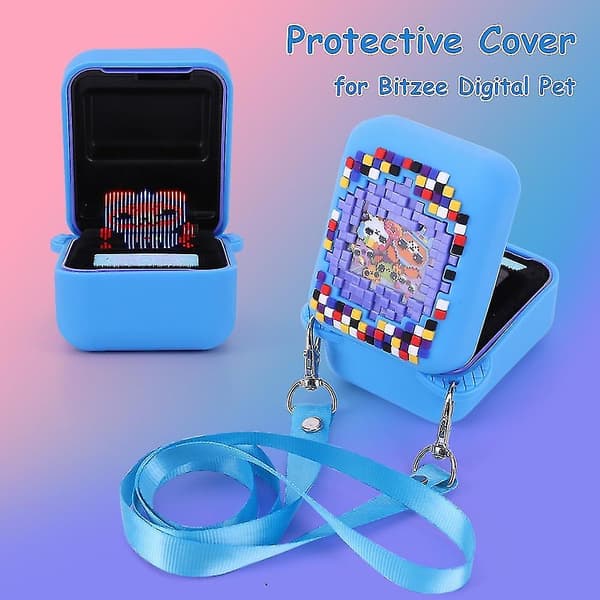 Case för Bitzees Interactive Digital Pet Toy Protective Hud Sleeve with Lanyard for Bitzee Virtual Electronic Pets Accessories Blue