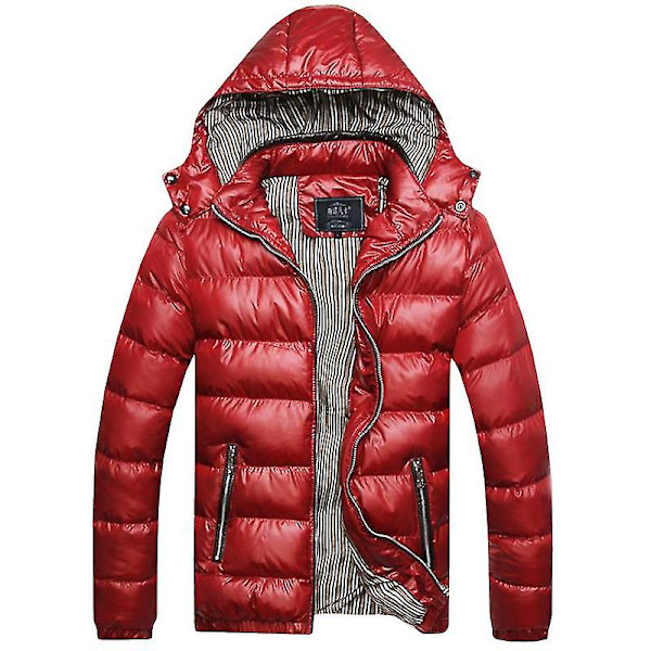 Men Puffer Bubble Coat Vintervärmare vadderad vadderad jacka ytterkläder Purplish Red 5XL