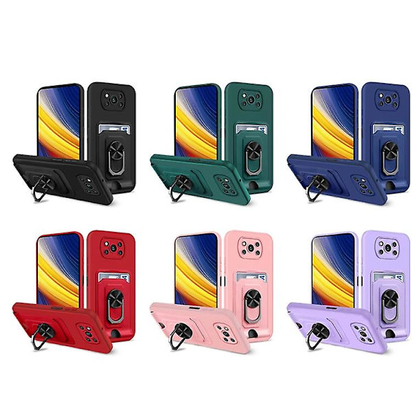 För Xiaomi Poco X3 Pro / X3 Nfc Ring Kickstand Card Wallet Tpu phone case Blue