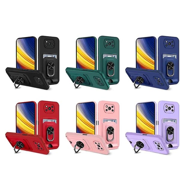 Til Xiaomi Poco X3 Pro / X3 Nfc Ring Kickstand Card Wallet Tpu telefonetui Blue