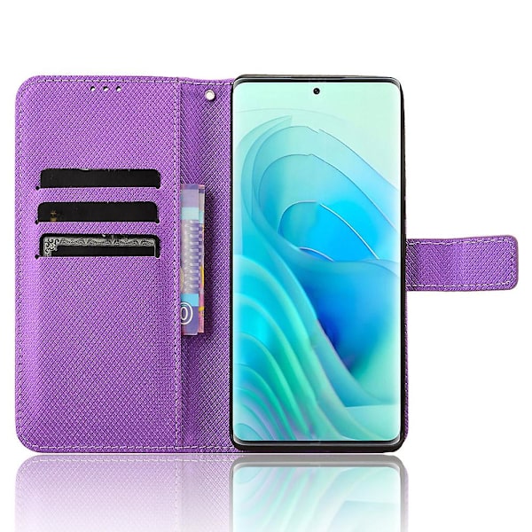 Til Itel S23+ S681l Taske Pung Pu Læder Stand Diamond Texture Telefon Cover Purple