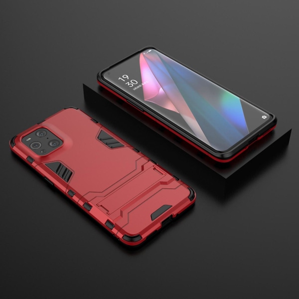 Til Oppo Find X3/find X3 Pro 2 I 1 Fuld beskyttelse Plast + Tpu Combo Hybrid Telefon Protector Cover Case med Kickstand Red