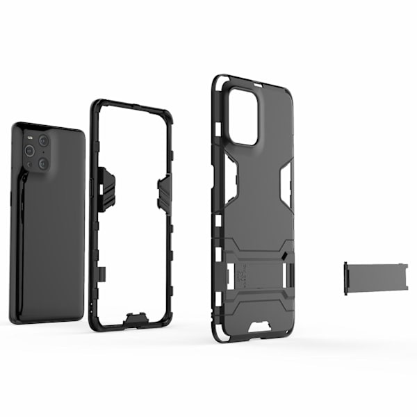 Til Oppo Find X3/find X3 Pro 2 I 1 Fuld beskyttelse Plast + Tpu Combo Hybrid Telefon Protector Cover Case med Kickstand Black