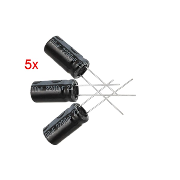 5 x 2200UF 16V 105C radial elektrolytisk kondensator 10x20mm As Shown