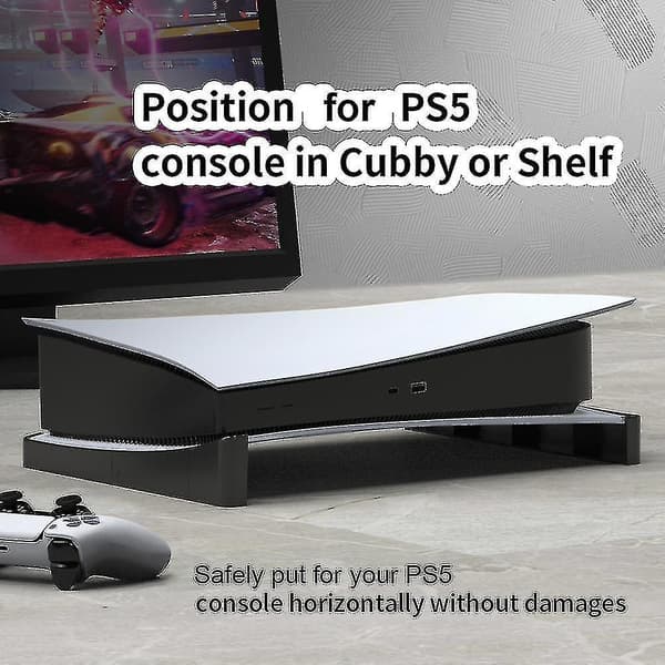 Vandret stativ kompatibel med PS5 Disc & Digital Editions, Ps5 Base Stand, Ps5 tilbehør Black