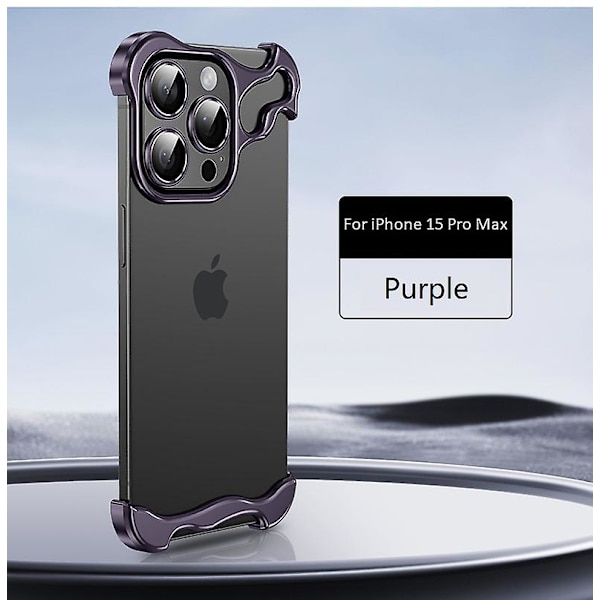 Metallirunkoinen case Iphone 15 Pro Max -puhelimelle, Creative Military Anti-Drop Minimalist cover , yhteensopiva Magsafen kanssa Purple For iPhone 15 Pro Max