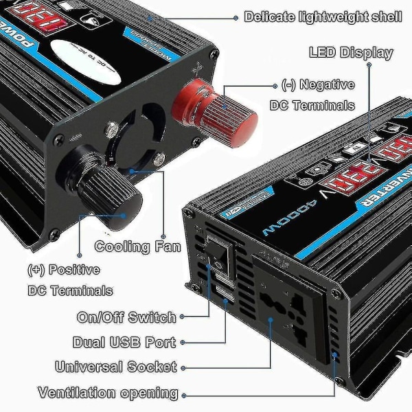 4000w Converter 12v 220v Pure Sine Wave Inverter Pure Sine Wave Transformator Med Fjärrkontroll &